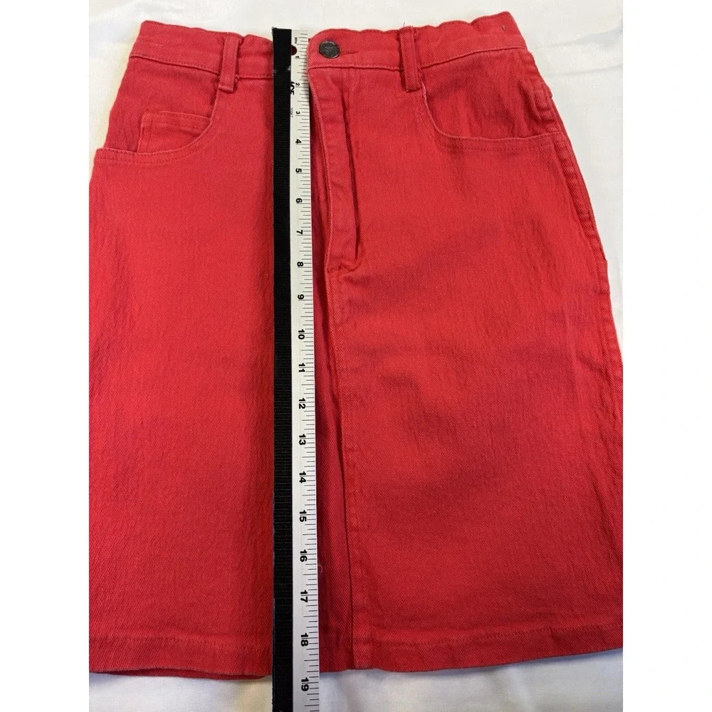 Vintage 80s/90s Jean St. Tropez Women's 11 Red Denim Skirt Y2K Indie Sleaze USA